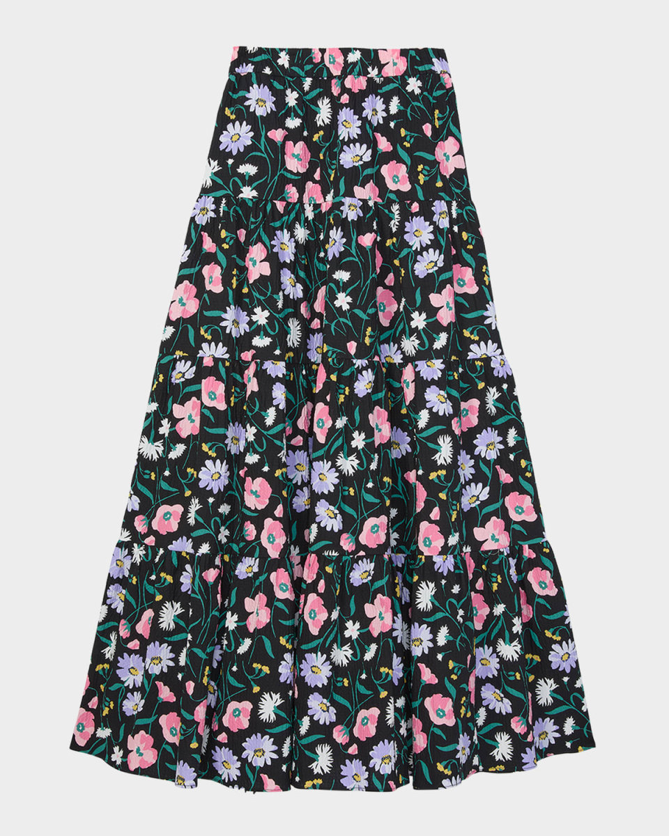 spring bouquet tiered maxi skirt
